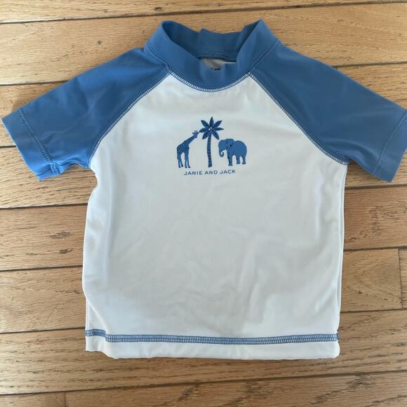 Janie and Jack Other - Janie and Jack Baby Boys Rash Guard Size 3-6 Months White Blue Swim Summer